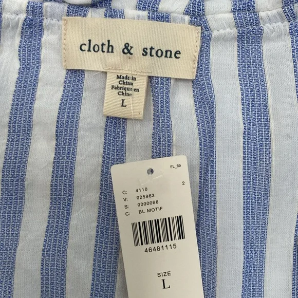 Cloth & Stone for Anthropologie Striped Ruffle Neck Tank - Picture 3 of 4